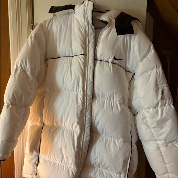 Vintage 90s Nike Swoosh Puffer Coat With Removable Hood | XXL | Unisex - Picture 3 of 11